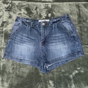 Indigo Rein Denim Shorts Women's 11 Blue Cotton 5-Pockets Pleated High Waist